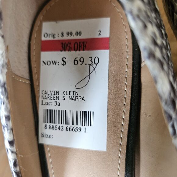 Calvin Klein NAREEN Mixed Print Black/Snake Slip On Open Peep Toe Pumps Sz 8M - Picture 5 of 8